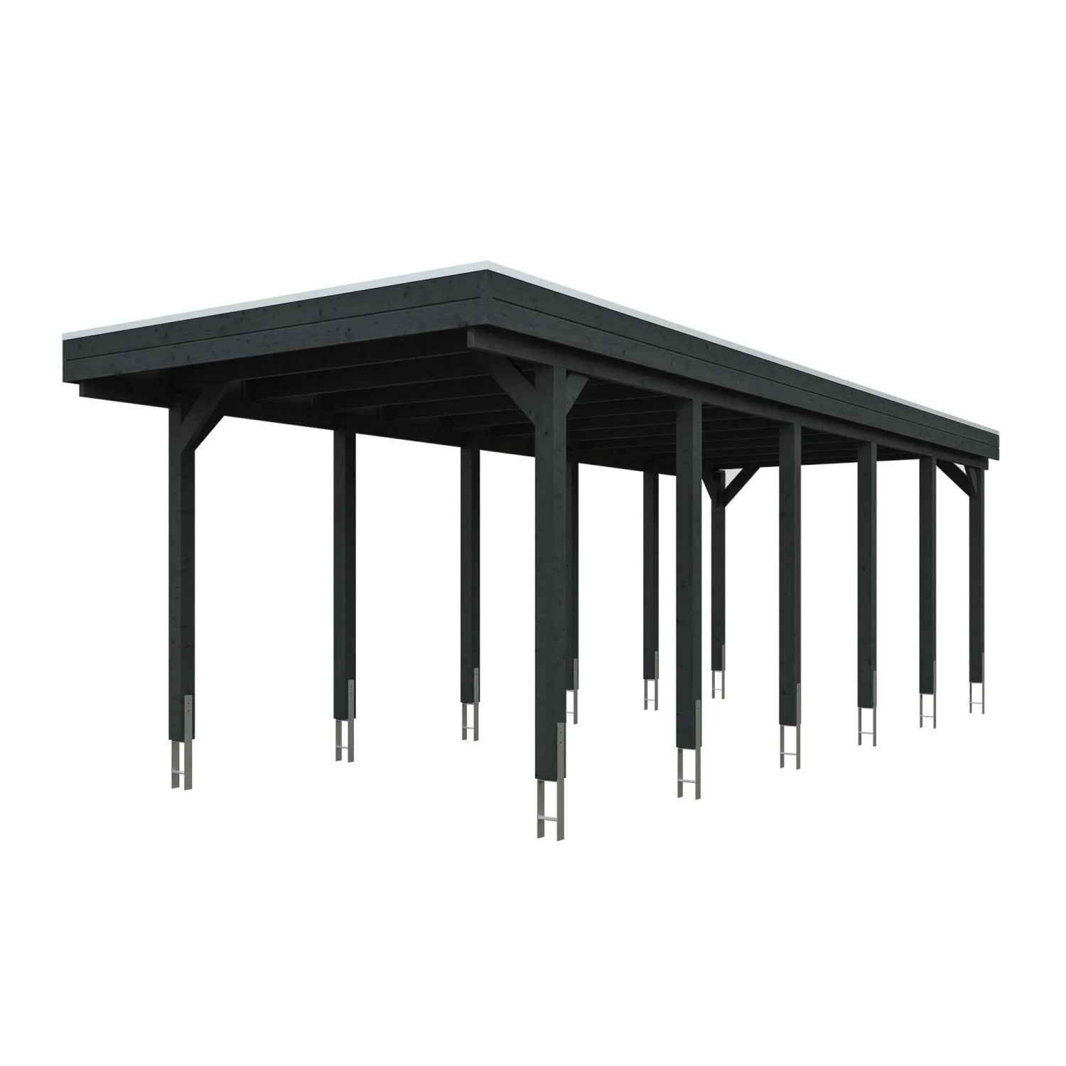 Skan Holz Carport Friesland mit Stahl-Dachplatten 320 cm x 860 cm Anthrazit