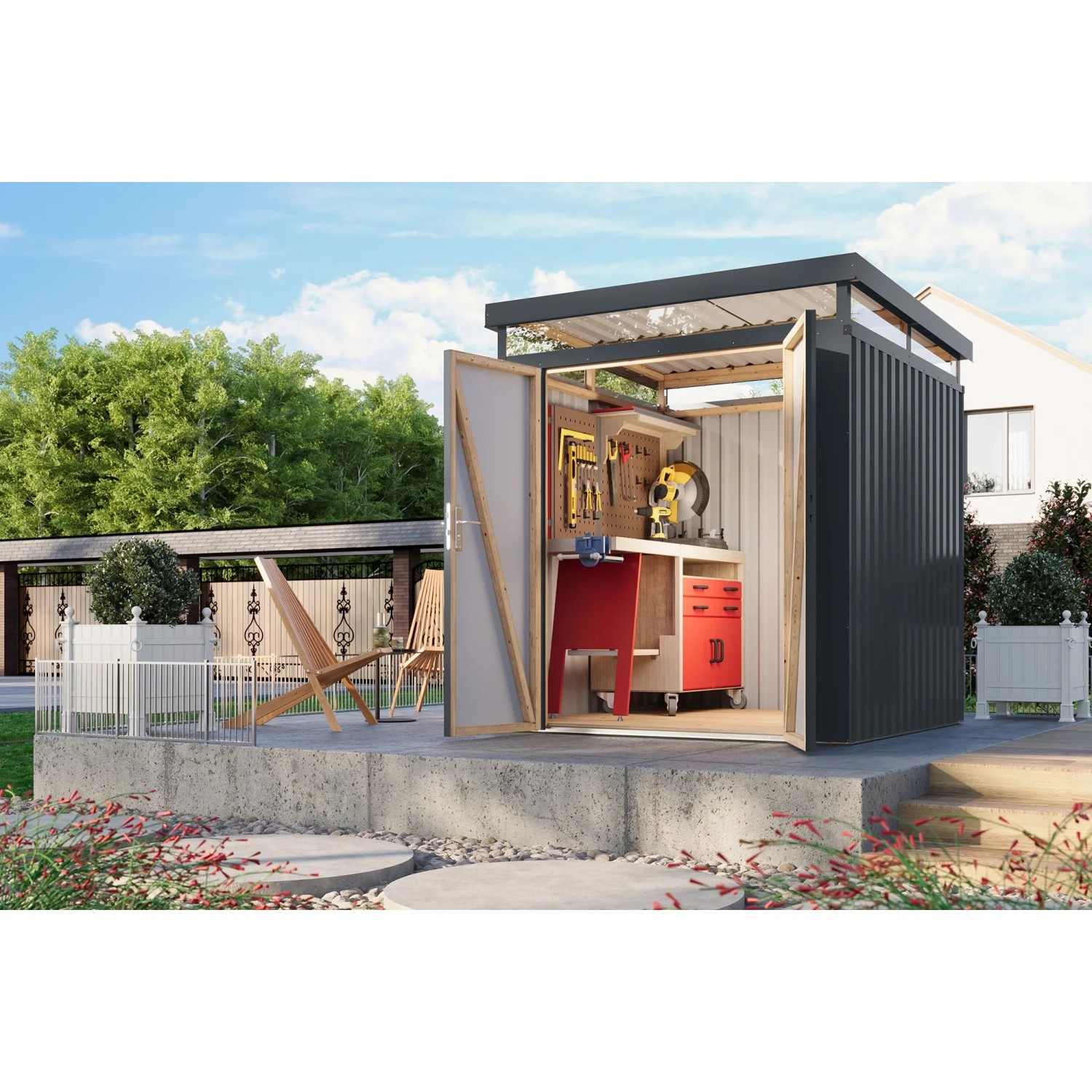 Karibu Metallgerätehaus Argos 2 Anthrazit