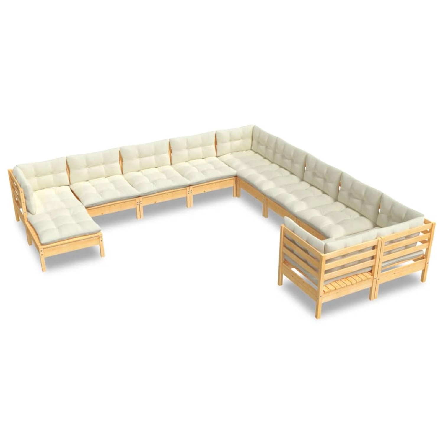 vidaXL 11-tlg Garten-Lounge-Set mit Creme Kissen Kiefernholz Modell 6 günstig online kaufen