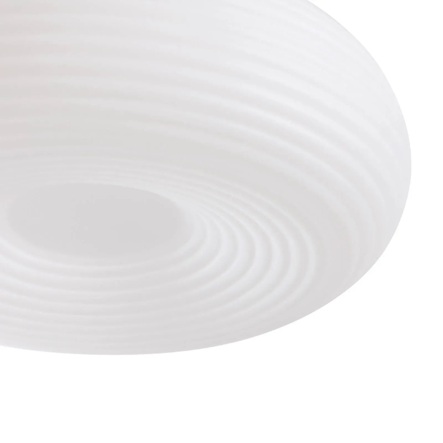 Weiße, runde Lucande LED Smart Home Pendelleuchte Bolti. Moderne, dimmbare Wohnzimmerleuchte mit Rillenstruktur.