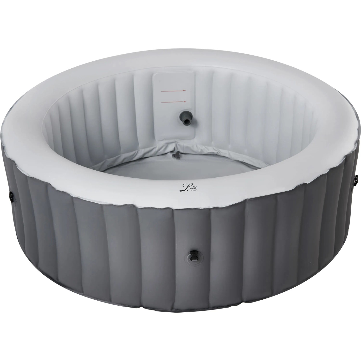 MSpa Lite Glow AirJet aufblasbarer Whirlpool, grau/weiß, runde Form.