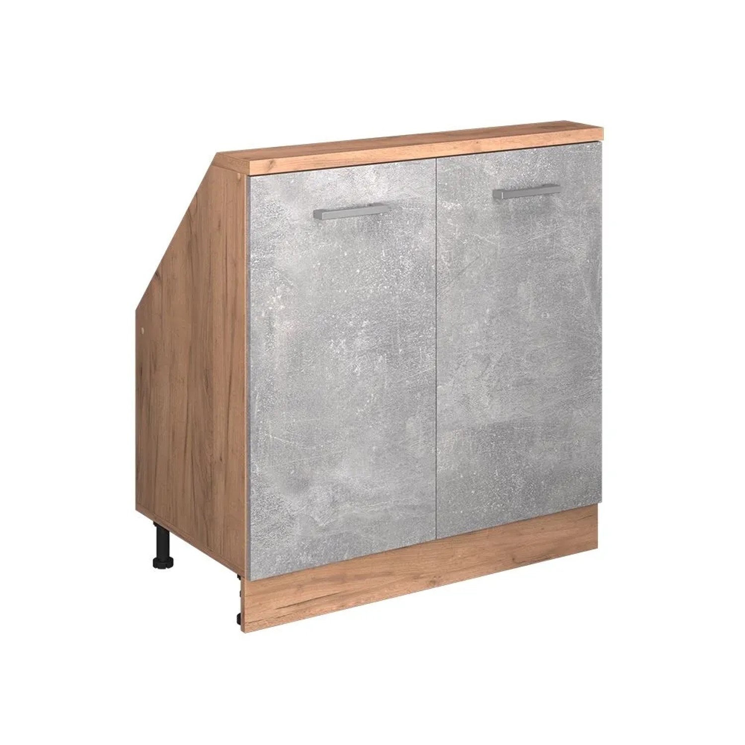 Vicco Küchenschrank für Dachschrägen R-Line Beton Goldkraft Eiche 80 x 82 mit 2 Türen Art Nr 58069