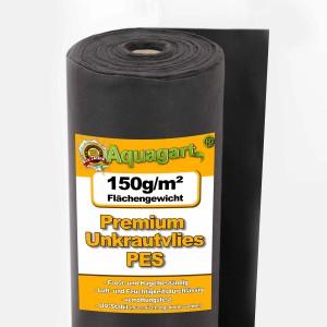 Aquagart Unkrautvlies 250m² Rolle, 150g, 1m breit, aus PES-Material.