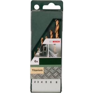 Bosch Metallbohrer-Set, 6-teilig, HSS-Tin, DIN 338 im grünen Kunststoffkasten.