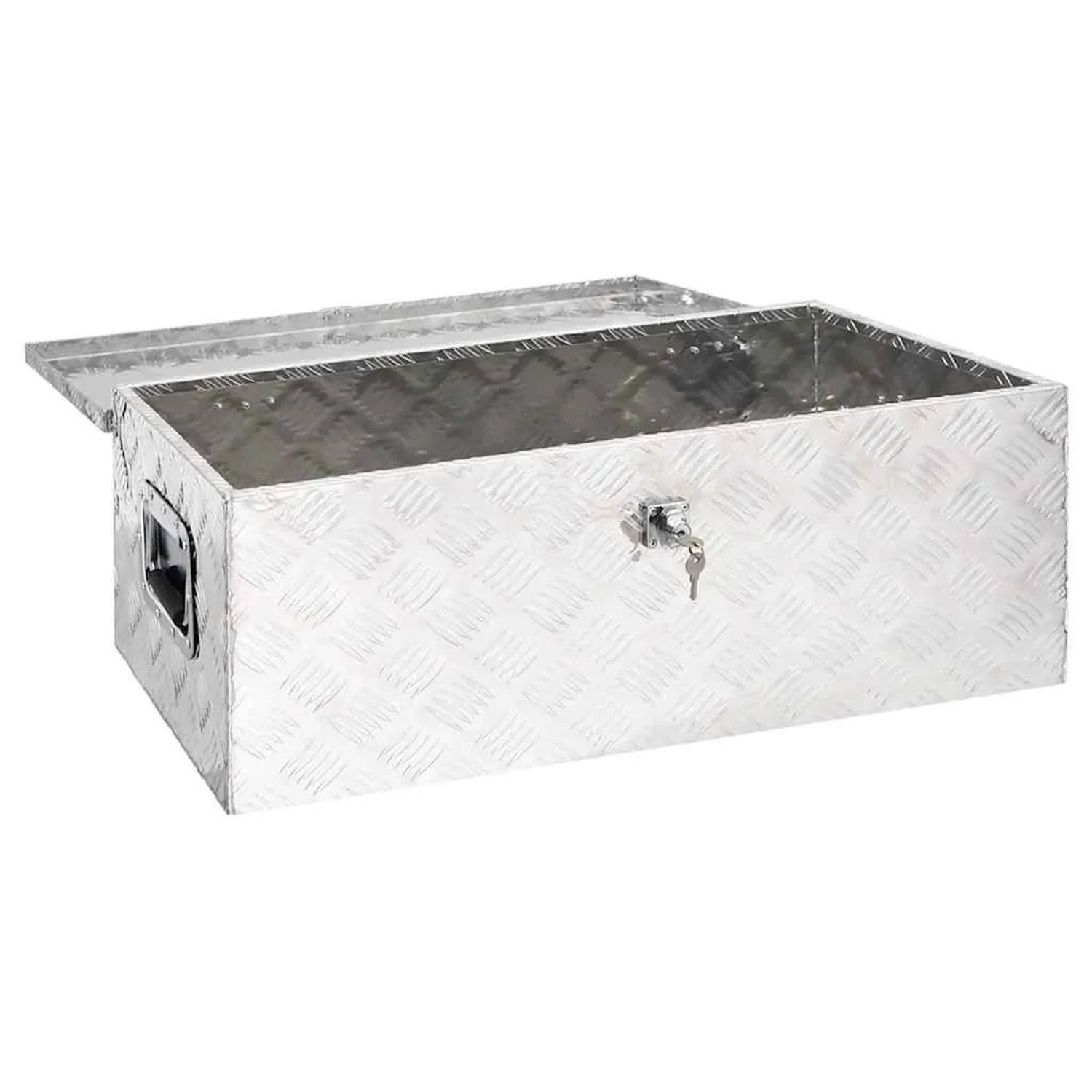 DELUKE Aluminiumbox Mit Deckel Abschließbar Alubox Deichselbox Alu Anhängerbox Werkzeugkiste Transportbox Metallkiste 90x47x33,5cm Silber_2