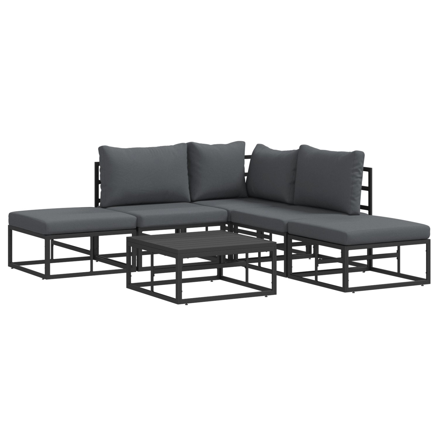 vidaXL Garten-Sofa-Set mit Kissen 6-Tlg Schwarz Aluminium 3378870 günstig online kaufen