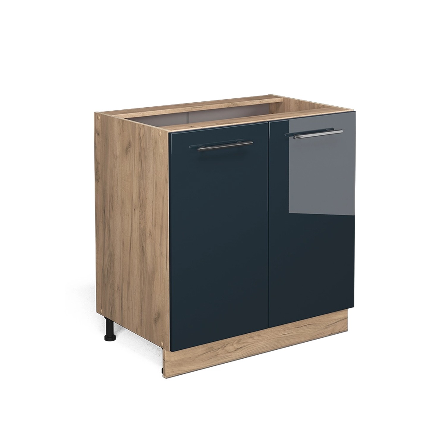 Vicco Spülenunterschrank Fame-Line Dunkelblau Hochglanz/Goldkraft Eiche 80 günstig online kaufen