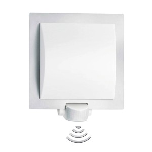 Steinel Außenwandleuchte L 20 S Edelstahl mit Bewegungsmelder, quadratisch.