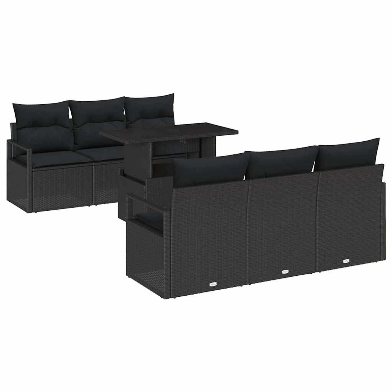 vidaXL Garten-Sofa-Set mit Speicher 7-Tlg Schwarz Poly Rattan 3357486 günstig online kaufen