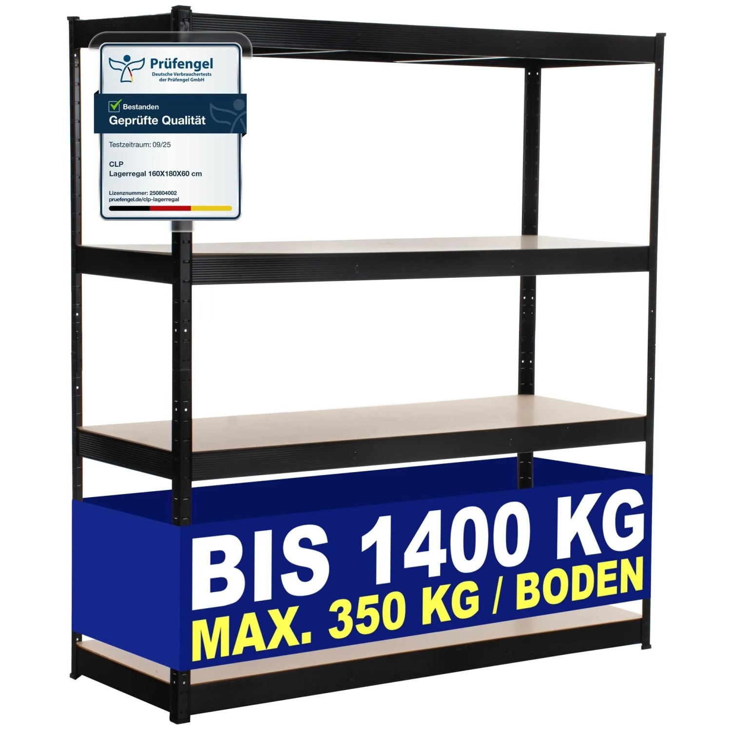 CLP Lagerregal 160x60x180 cm Schwarz