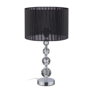 Relaxdays Tischlampe Glas Schwarz Silber mit Stoffschirm 54 cm x 29,5 cm 1,8 kg