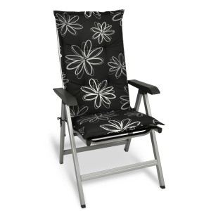 Beautissu Hochlehner Auflage Flores mit Blumenmuster, 120x50x6cm, für Gartenstuhl.