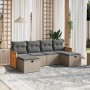Graue 6-tlg. vidaXL Garten-Sofagarnitur aus Polyrattan mit Kissen für Terrasse oder Garten.