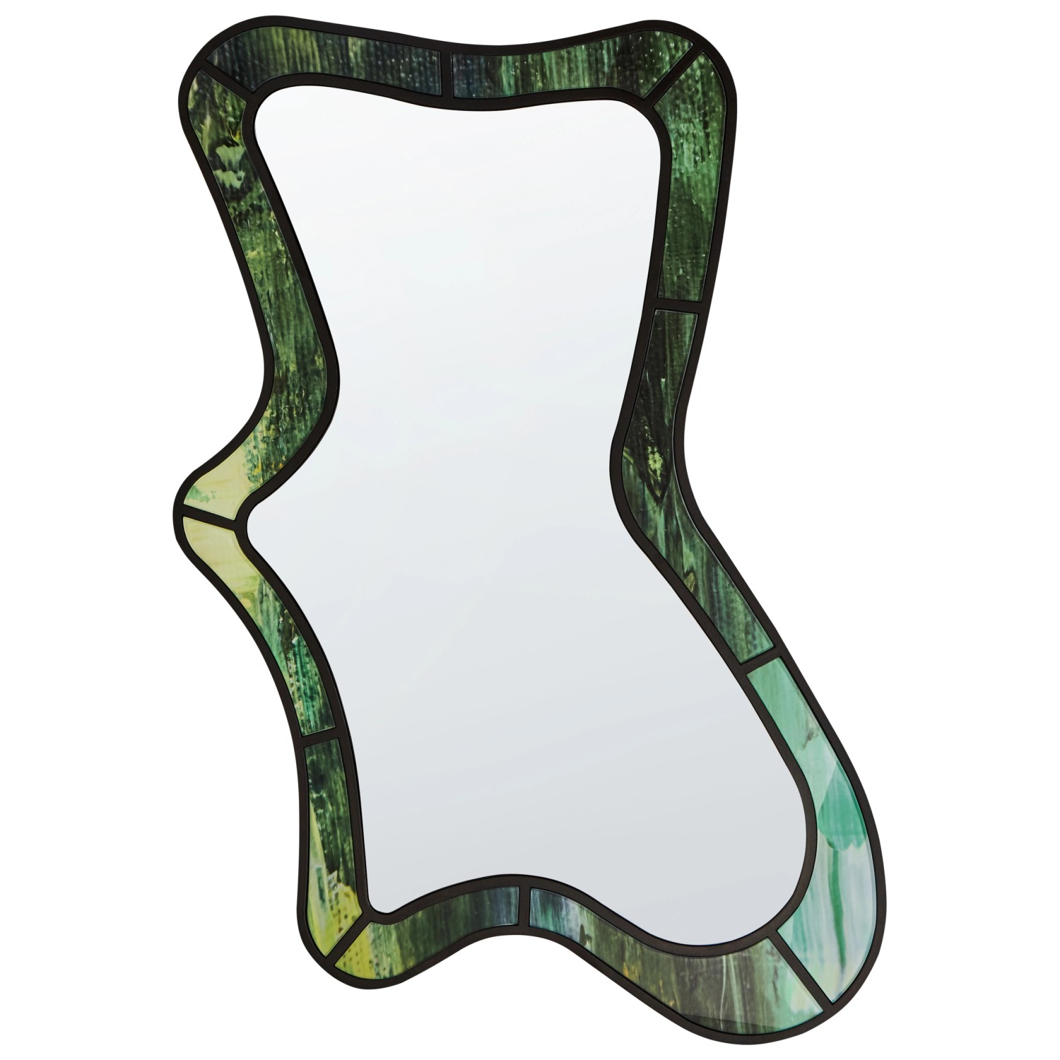 Beliani Wandspiegel CERVILLE Grün Schwarz 2x60x98