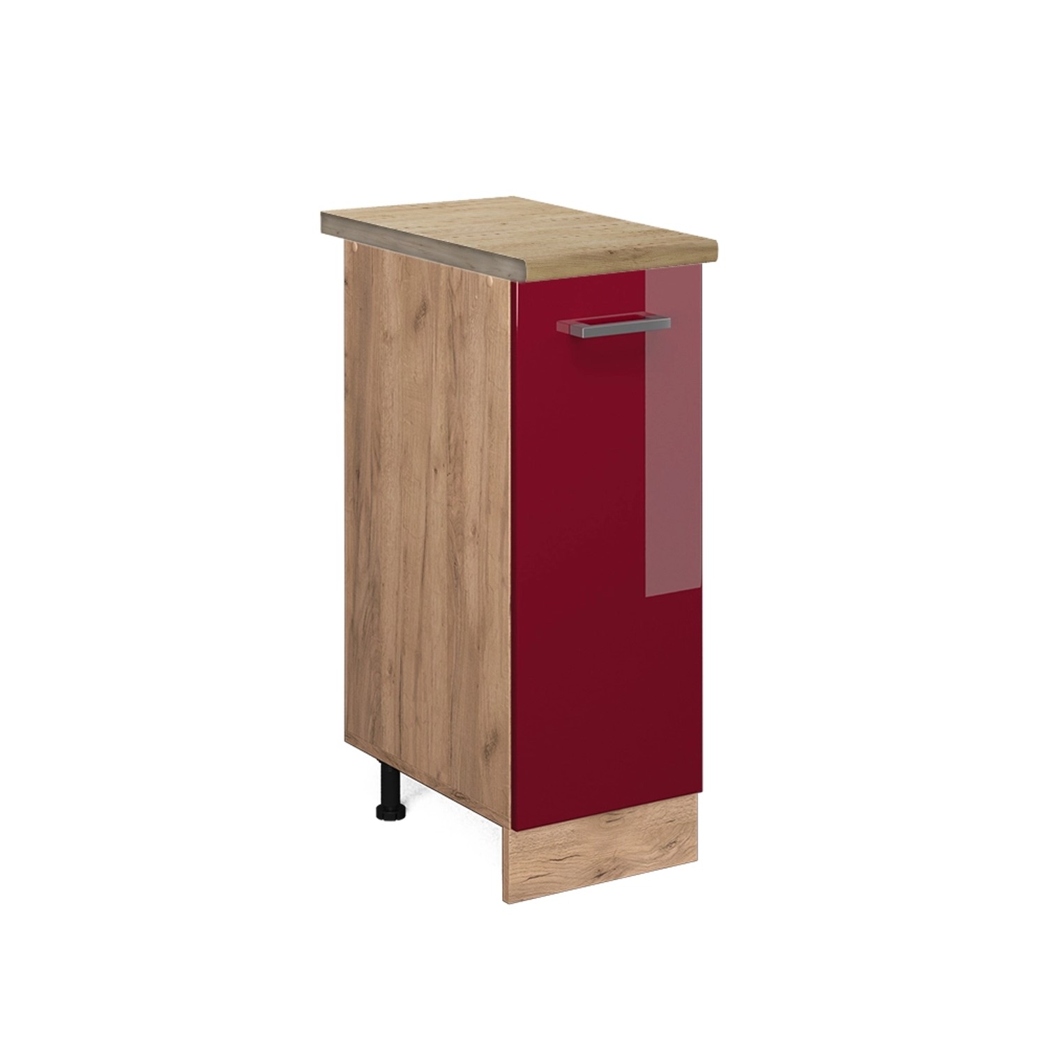 Vicco Apothekerschrank R-Line Bordeaux Hochglanz/Goldkraft Eiche 30 cm AP Eiche