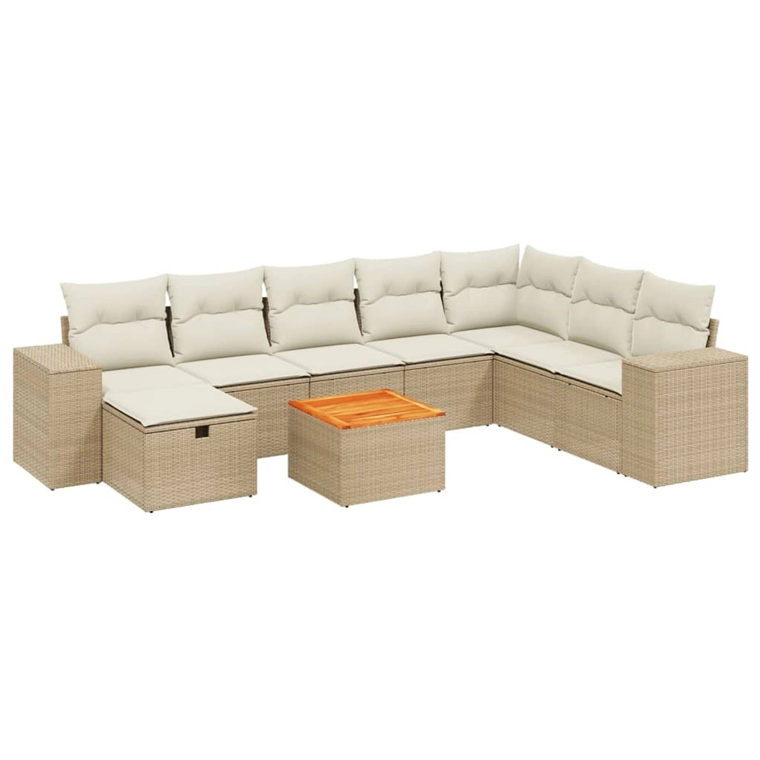 vidaXL 9-Tlg Garten-Sofagarnitur mit Kissen Beige Poly Rattan 3265209 günstig online kaufen