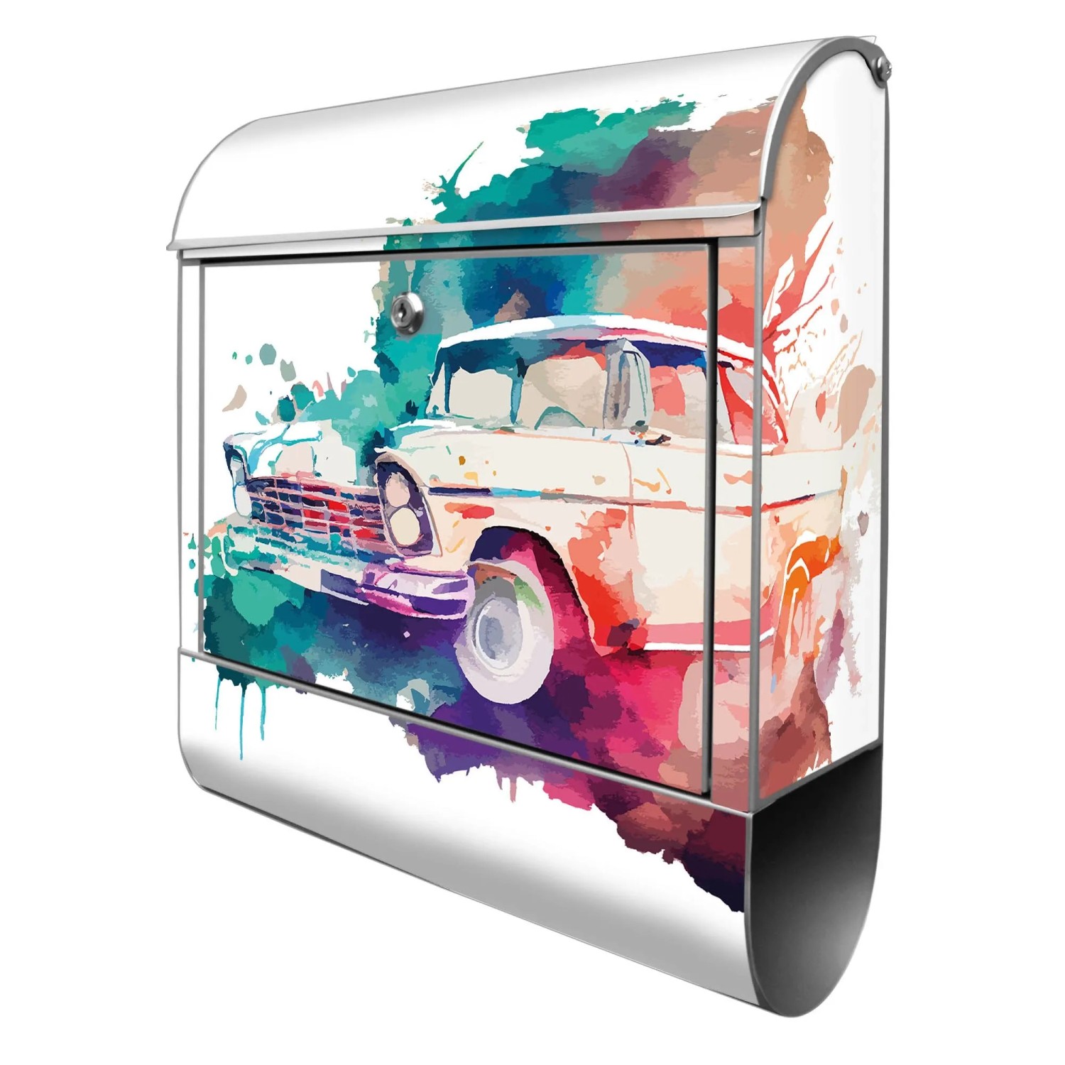 Banjado Design Briefkasten Silber Pulverbeschichtet 39x47x14cm 2 Schlüssel günstig online kaufen