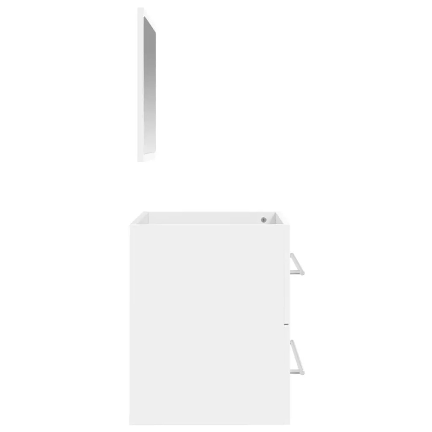 Weißes vidaXL Badmöbel-Set: Badschrank mit Spiegel, Holzwerkstoff, minimalistisches Design.
