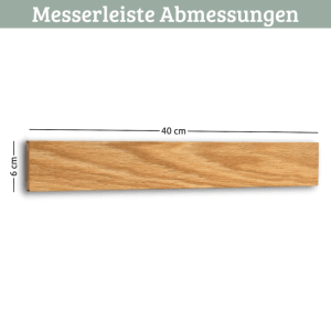 DELUKE Magnetleiste Messer aus Eichenholz KYLO STARKER Magnet 40cm Breite Messerhalter Magnetisch Holz Küchenmesser Organizer