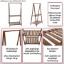 Dunkelbraune Bambus Standgarderobe mit Kleiderstange und zwei Ablagen. Offenes Design für Flur oder Schlafzimmer.
