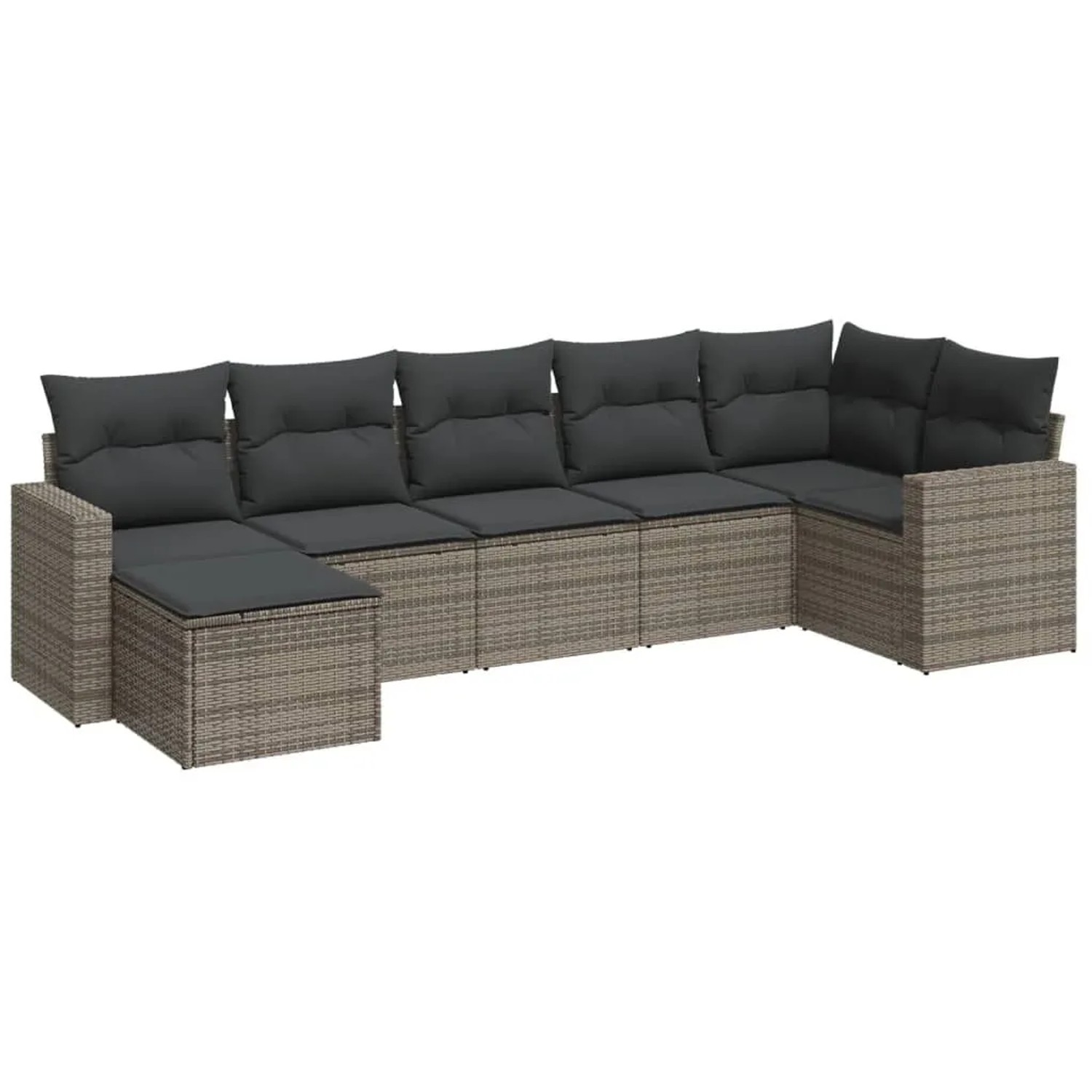 vidaXL 7-Tlg Garten-Sofagarnitur mit Kissen Grau Poly Rattan 3251617 günstig online kaufen