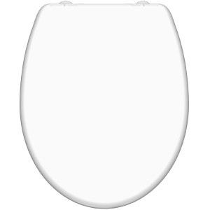 Weißer Schütte WC-Sitz Duroplast Family mit Absenkautomatik und Schnellverschluss, Draufsicht.