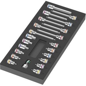 Wera Schaumstoffeinlage mit 22-teiligem Zyklop Bitnuss-Set für Werkstattwagen.