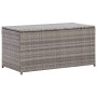 Graue VidaXL Gartenbox aus Poly Rattan, 100x50x50 cm, ideal zur Aufbewahrung im Garten.