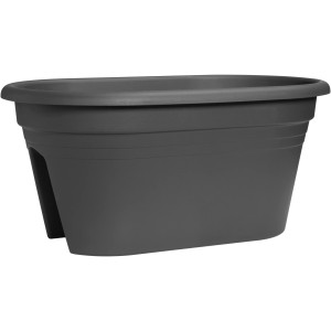 Anthrazitfarbener Florus Geländertopf Mediterran 2-Way, 50 cm, für Balkongeländer.