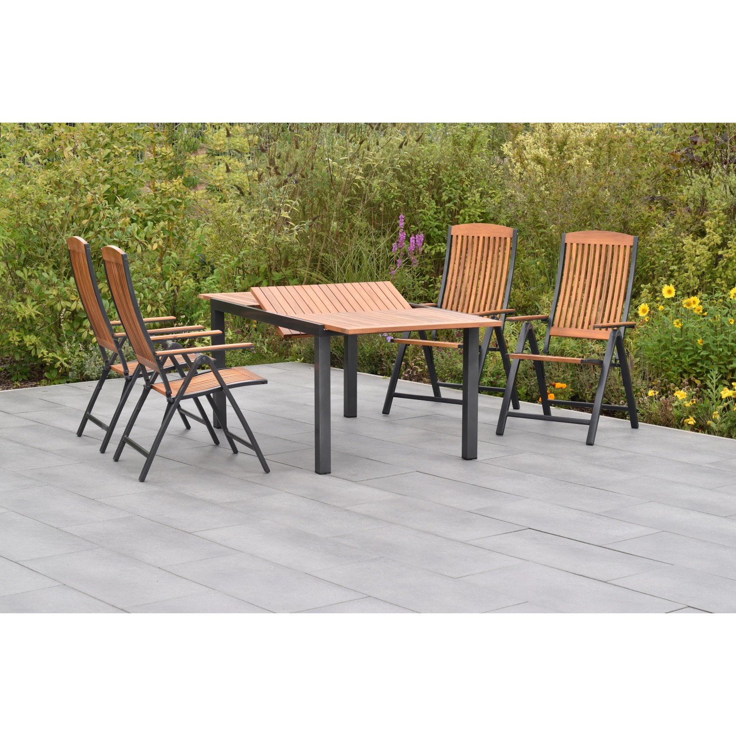Merxx Athos Sitzgruppe 5-tlg ausziehbar 150/200 x 90 cm Aluminium Akazie kaufen bei OBI