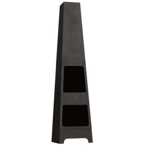 Moderner Buschbeck Gartenkamin Malmo aus Stahl mit integriertem Holzfach.