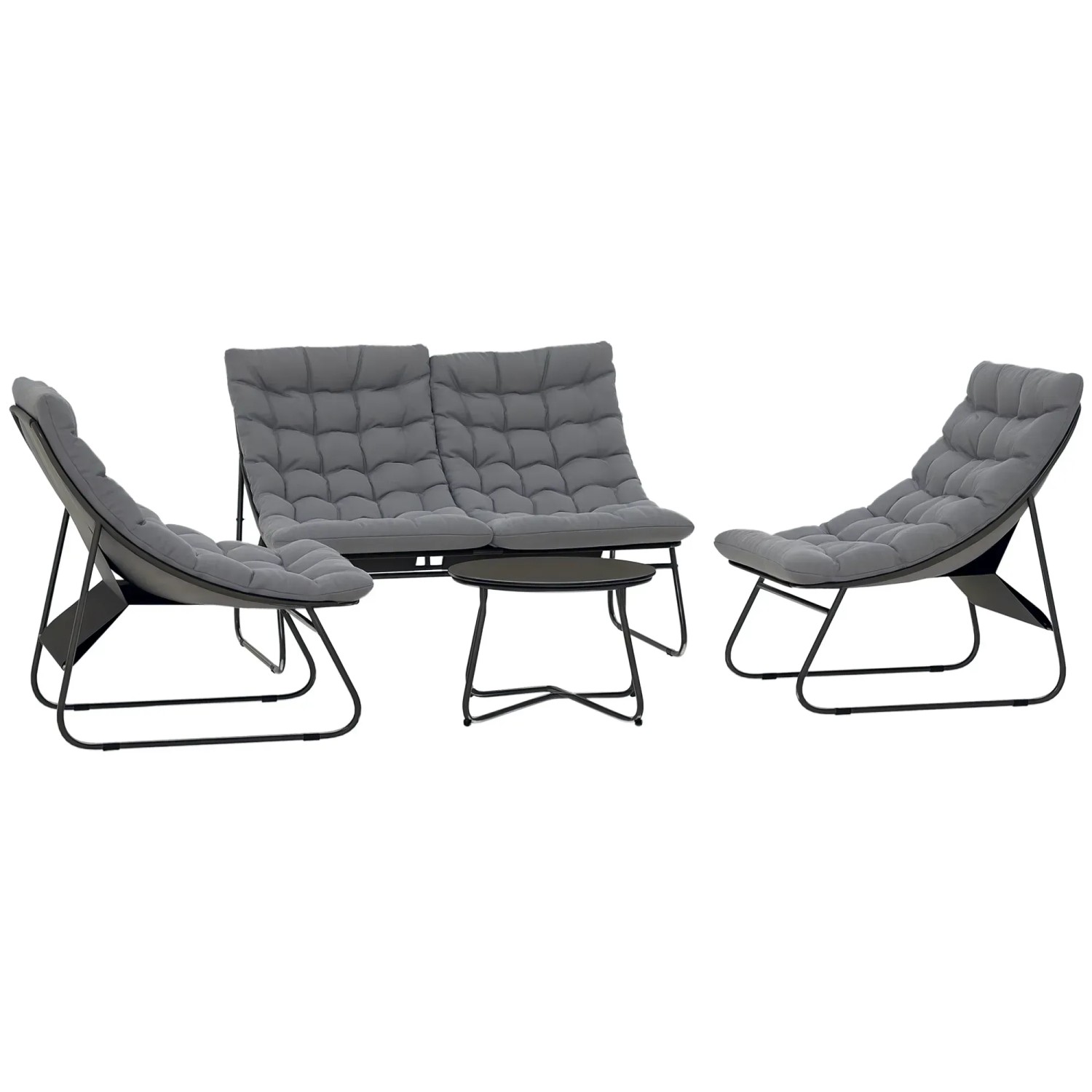 Outsunny Garten Sofa Set Stahl Polyester Grau 122L x 87B x 85H cm