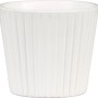 Weißer Scheurich Übertopf Expressive 937, Ø 9 cm, gerippte Oberfläche.