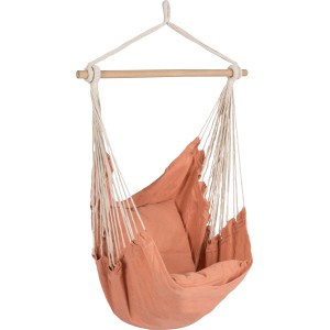 Hängesessel Lytton in Terracotta mit Baumwollbezug und Kissen für entspanntes Sitzen.