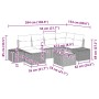 vidaXL Garten-Sofa-Set 7-teilig, grau, Poly Rattan, mit Maßangaben.