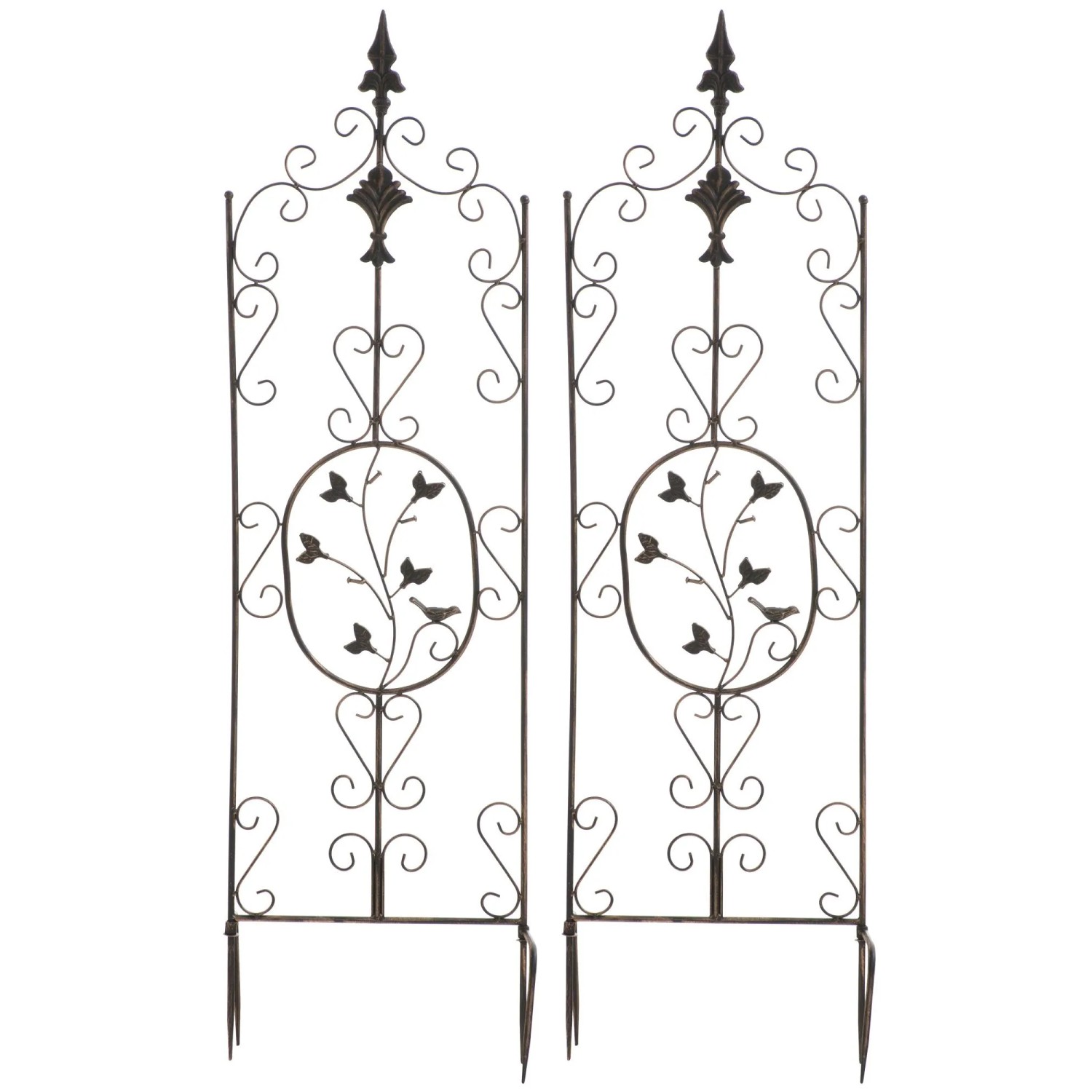 DELUKE Rankgitter FALK 2er Set 35x1x122cm Metall Bronze Rankhilfe Kletterpflanzen Gartendekoration