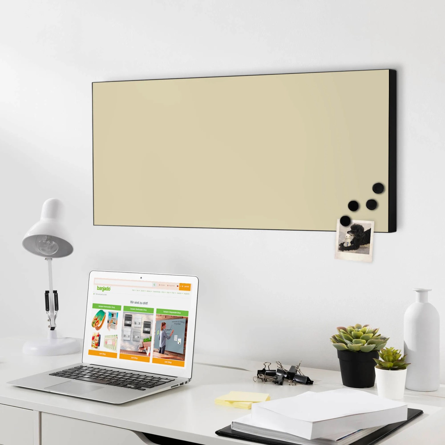 Banjado Magnettafel 30x75 Cm – Magnetwand Mit Motiv 'Bon Appétit', Inkl. 4 Magneten & Montageset