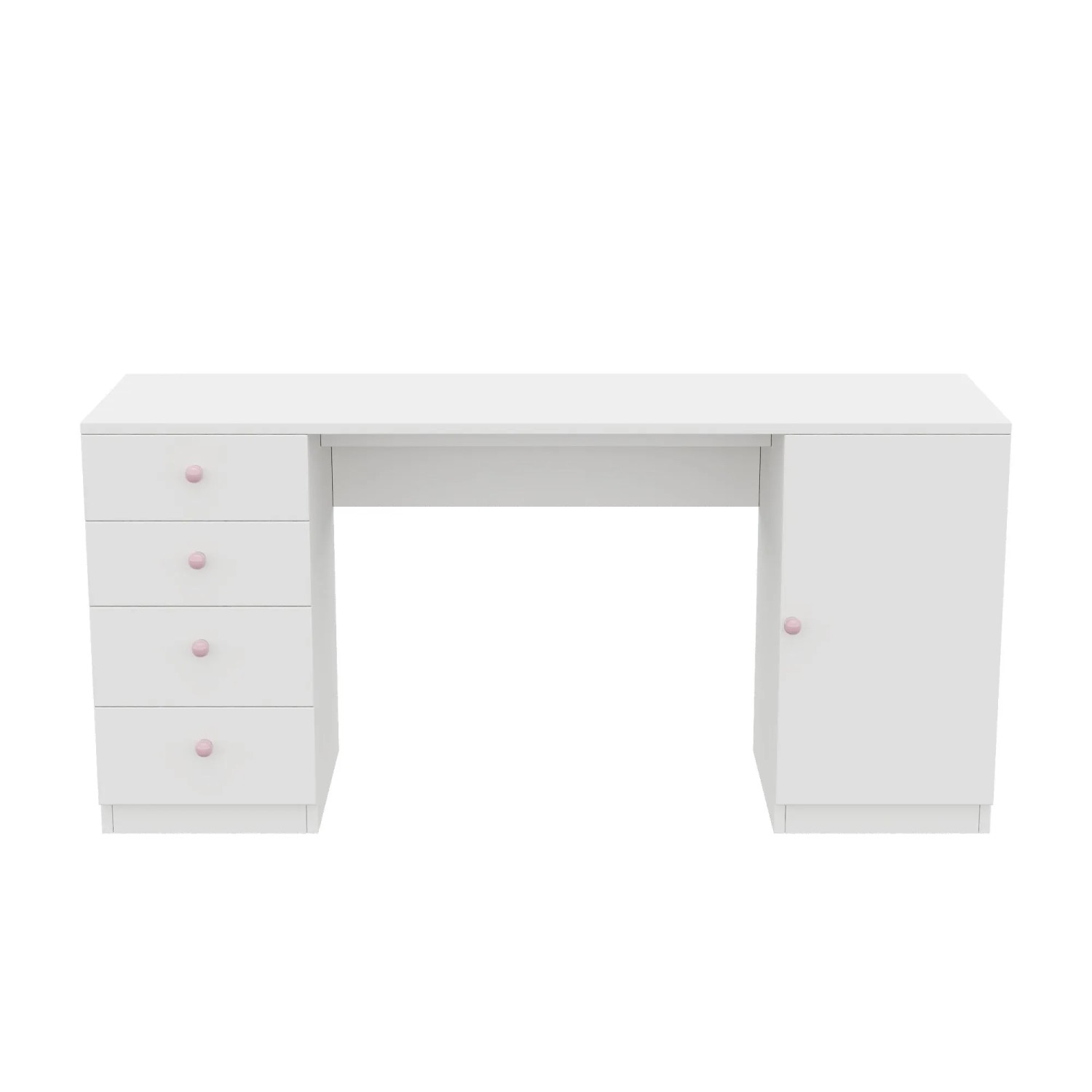 Merax Schreibtisch 155x45x74 cm Weiß 4 Schubladen Ablage Keramikgriffe