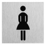 Selbstklebendes Aluminium Hinweisschild mit Piktogramm für Damen Toilette.