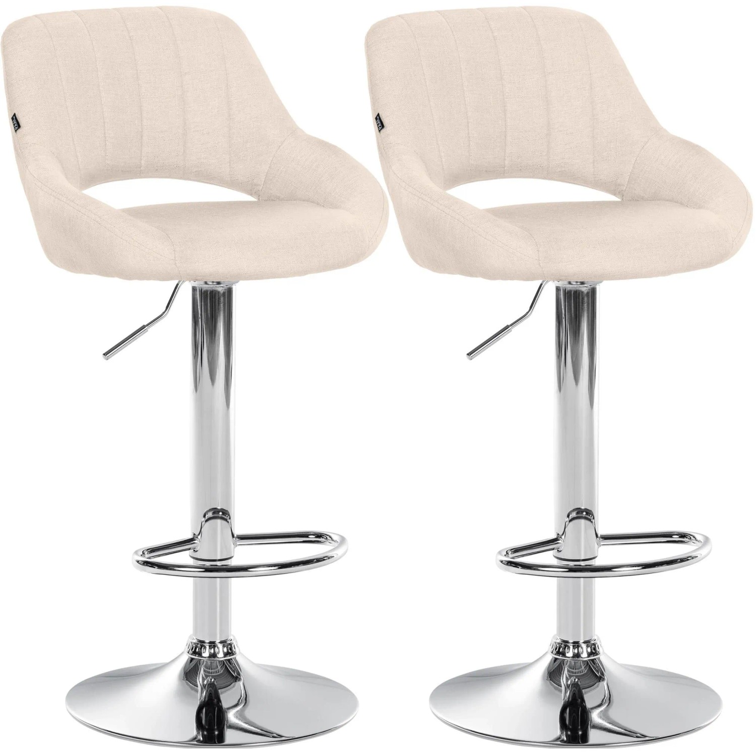 Clp 2er Set Barhocker Milet Stoff Metall In Chromoptik/creme