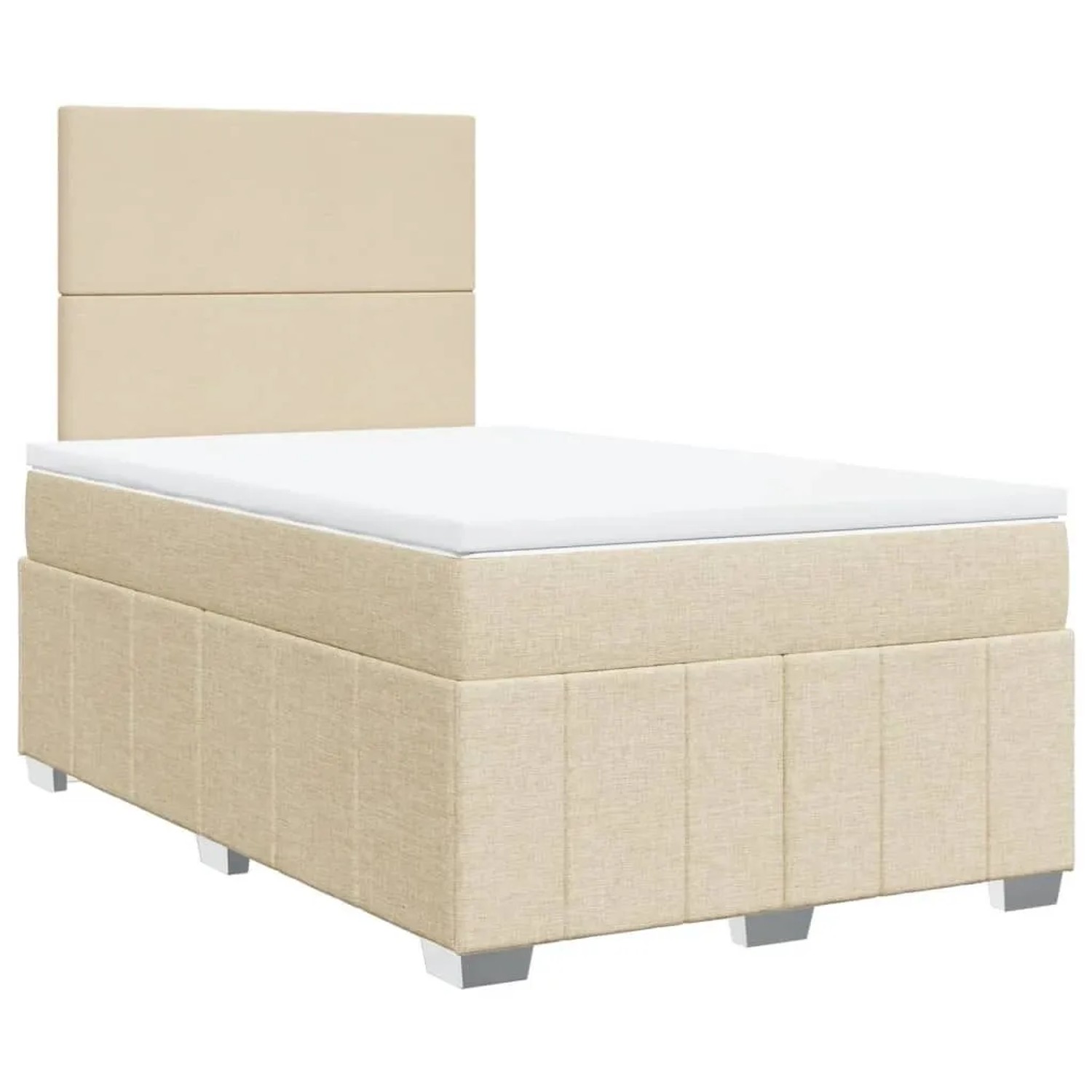 vidaXL Boxspringbett mit Matratze Creme 120x200 cm Stoff 3293933