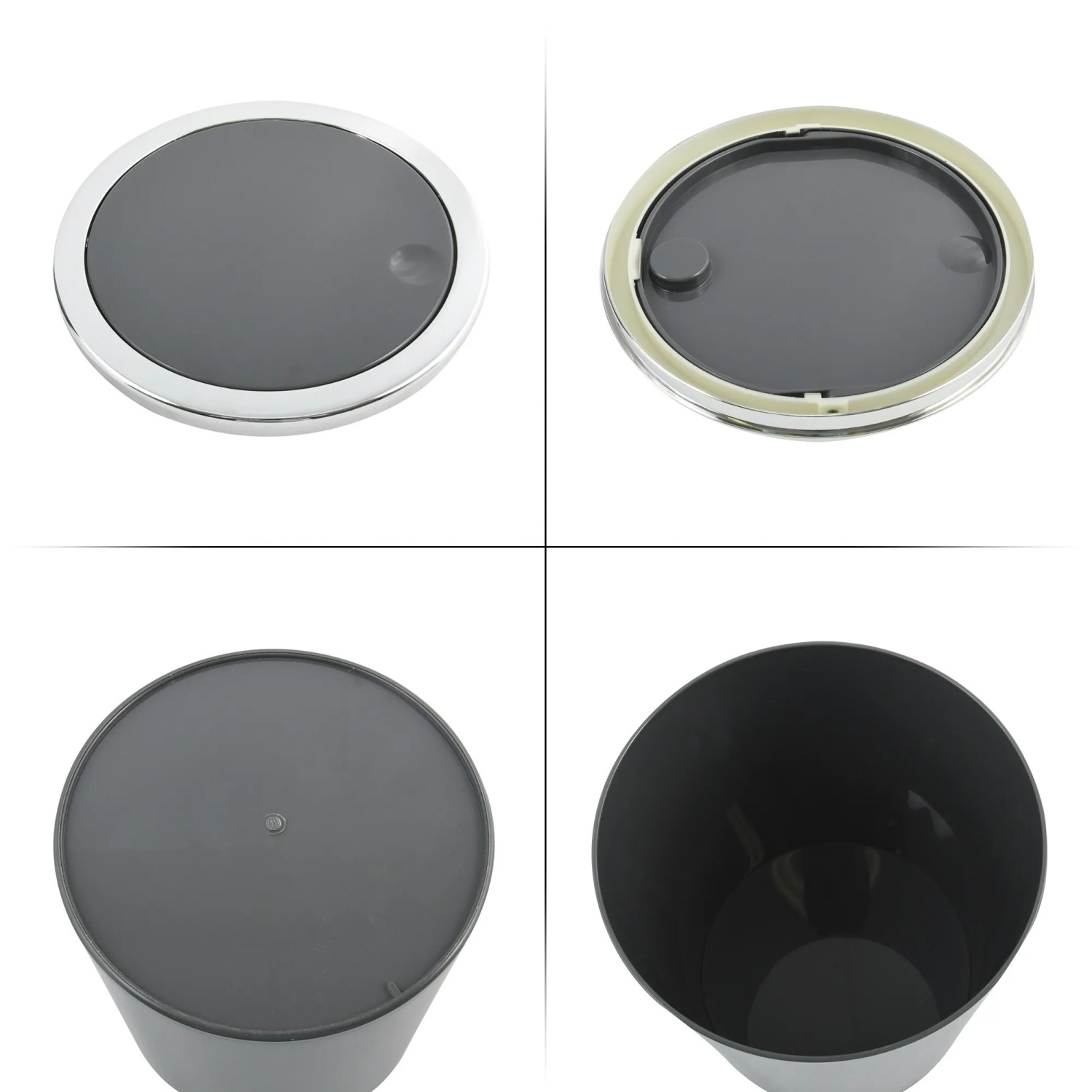 MSV Kosmetikeimer Kamaka, 6 l, Grau, mit Schwingdeckel und glänzender Oberfläche.