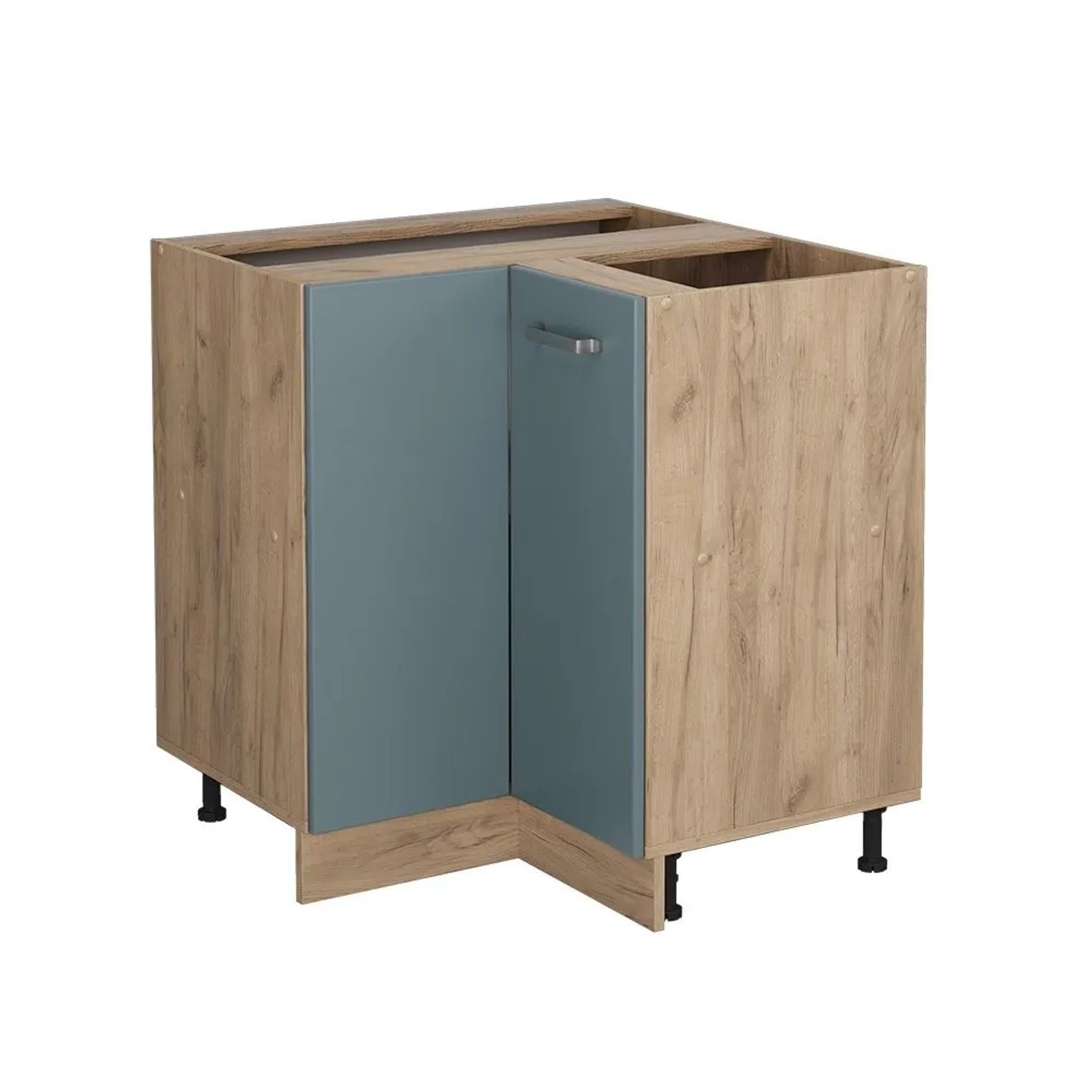 Vicco Eckunterschrank R-Line Blau-Grau Goldkraft Eiche 76 cm ohne Arbeitsplatte
