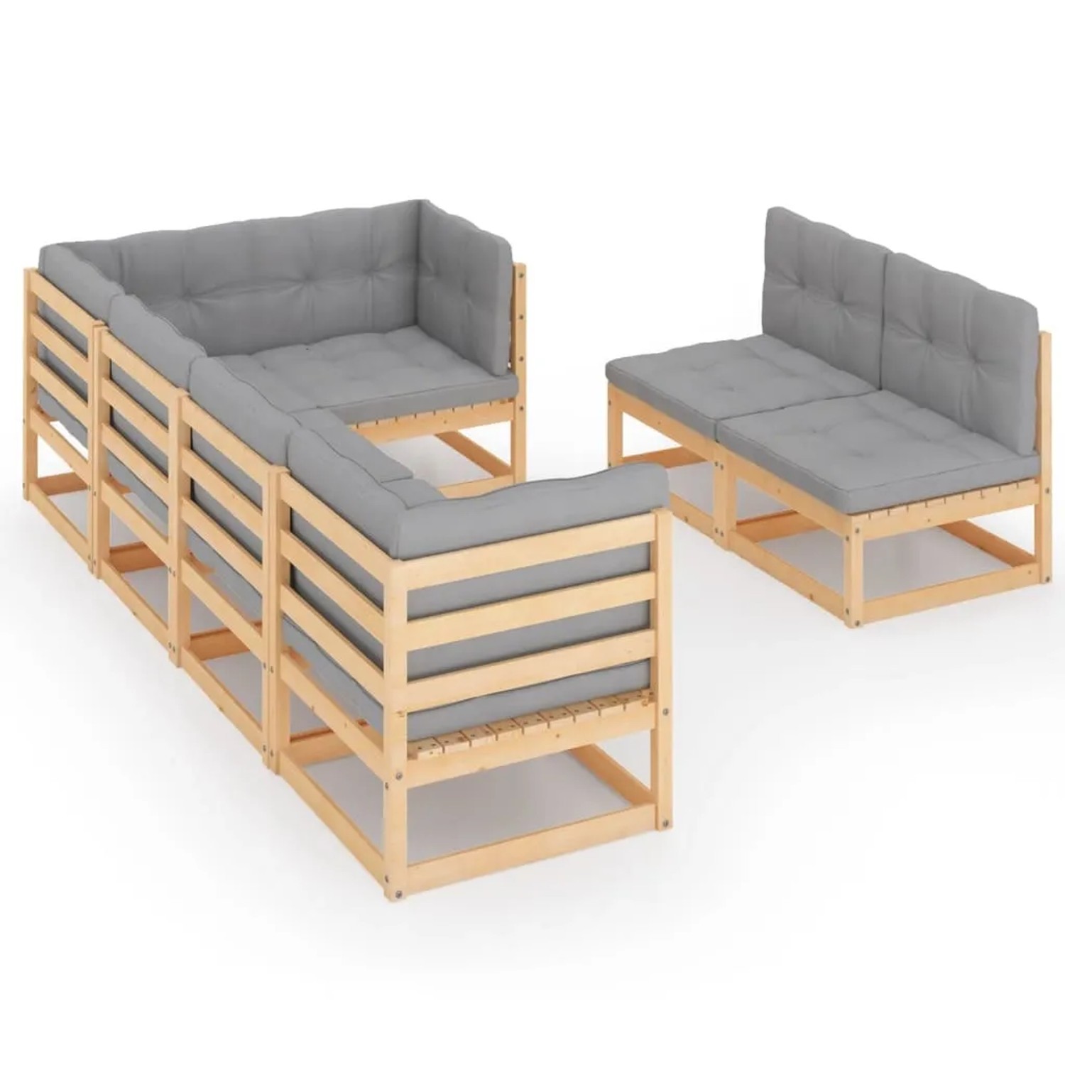 vidaXL 7-Tlg Garten-Lounge-Set mit Kissen Massivholz Kiefer 3076654