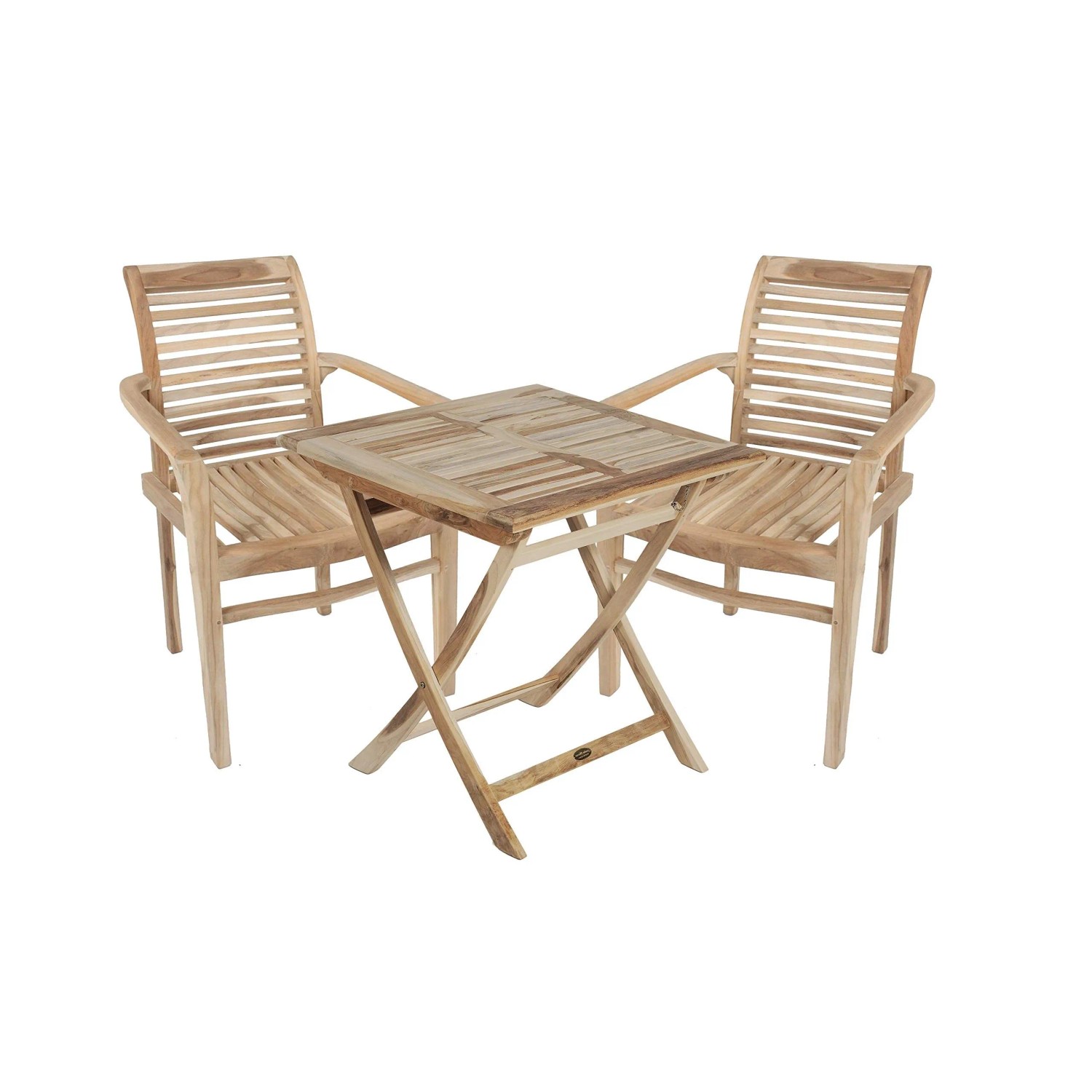 DELUKE Balkonmöbel-Set LINNEA 3-tlg. Teak Teakbraun Gartenmöbel-Set Garten-Sitzgruppe Essgruppe Balkon-Set Stühle B Tisc...