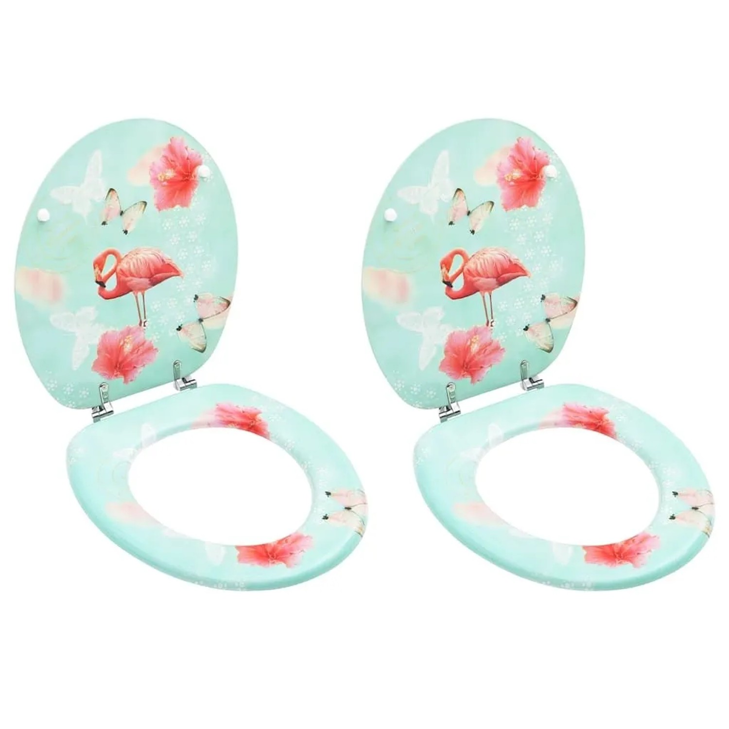 vidaXL Toilettensitze mit Deckel 2 Stk MDF Flamingo-Design 3056405
