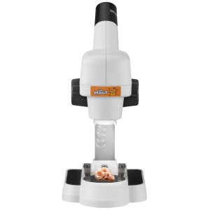 DieMaus Mikroskop mit LED-Beleuchtung, weiß-schwarz, zur Untersuchung von Objekten.