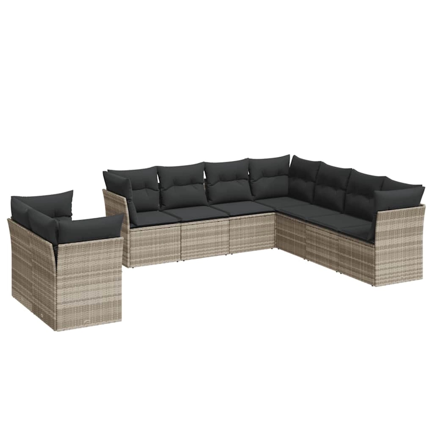 vidaXL 9-Tlg Garten-Sofagarnitur mit Kissen Hellgrau Poly Rattan 3217842 günstig online kaufen