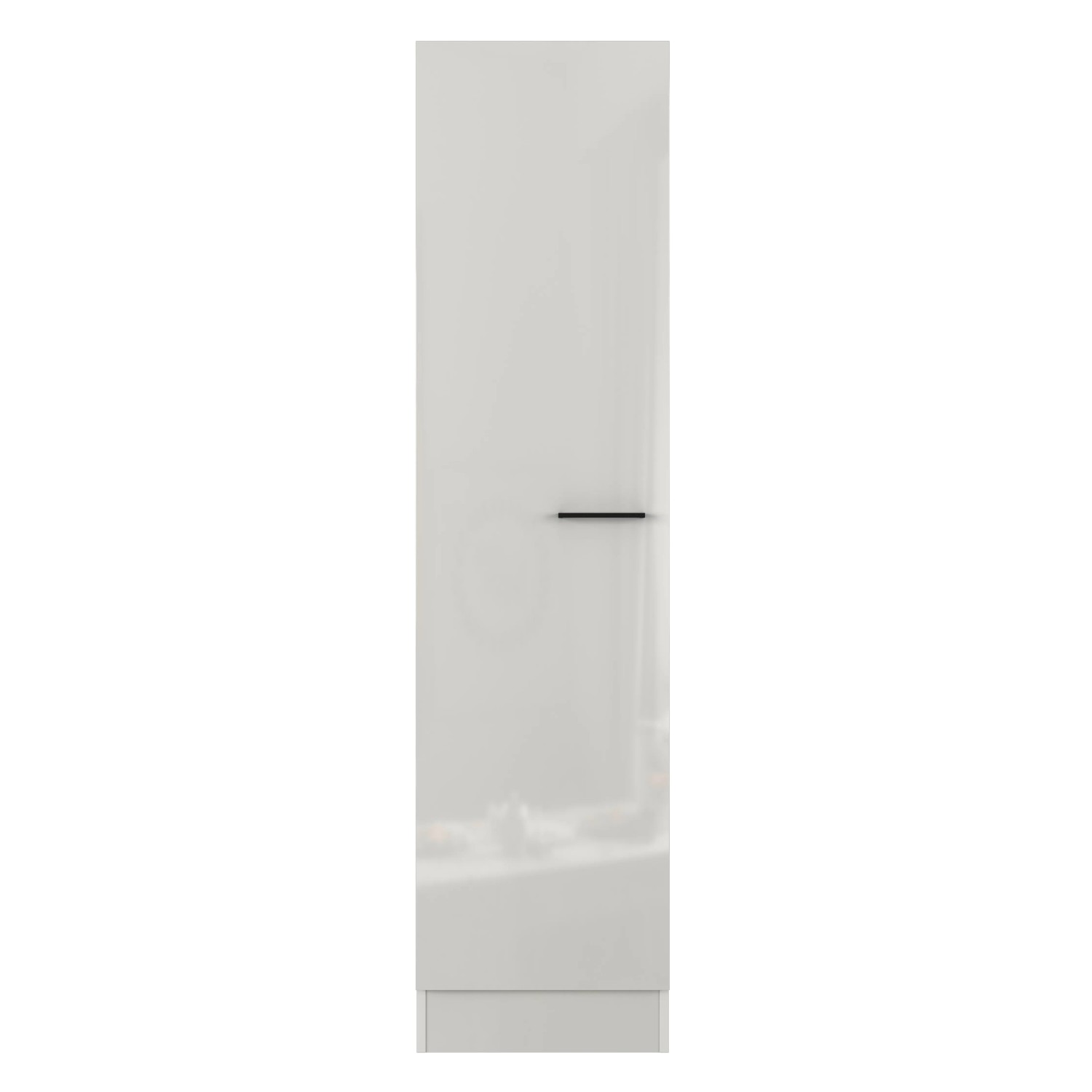 Flex-Well Exclusiv Geschirrschrank Lund, 50 cm, Lichtgrau glänzend/Rauchgrau. Küchenschrank mit Tür und Griff.