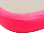 Nahaufnahme der rosa-beigen aufblasbaren Gymnastikmatte aus PVC. Zeigt die Kante und Oberfläche für Sport & Fitness.